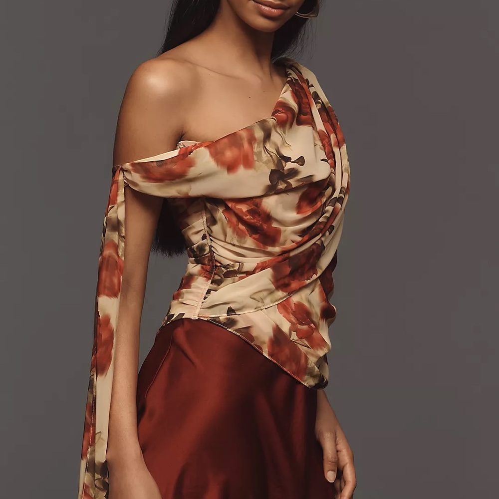 For Love And Lemons Red and Cream Floral Dress